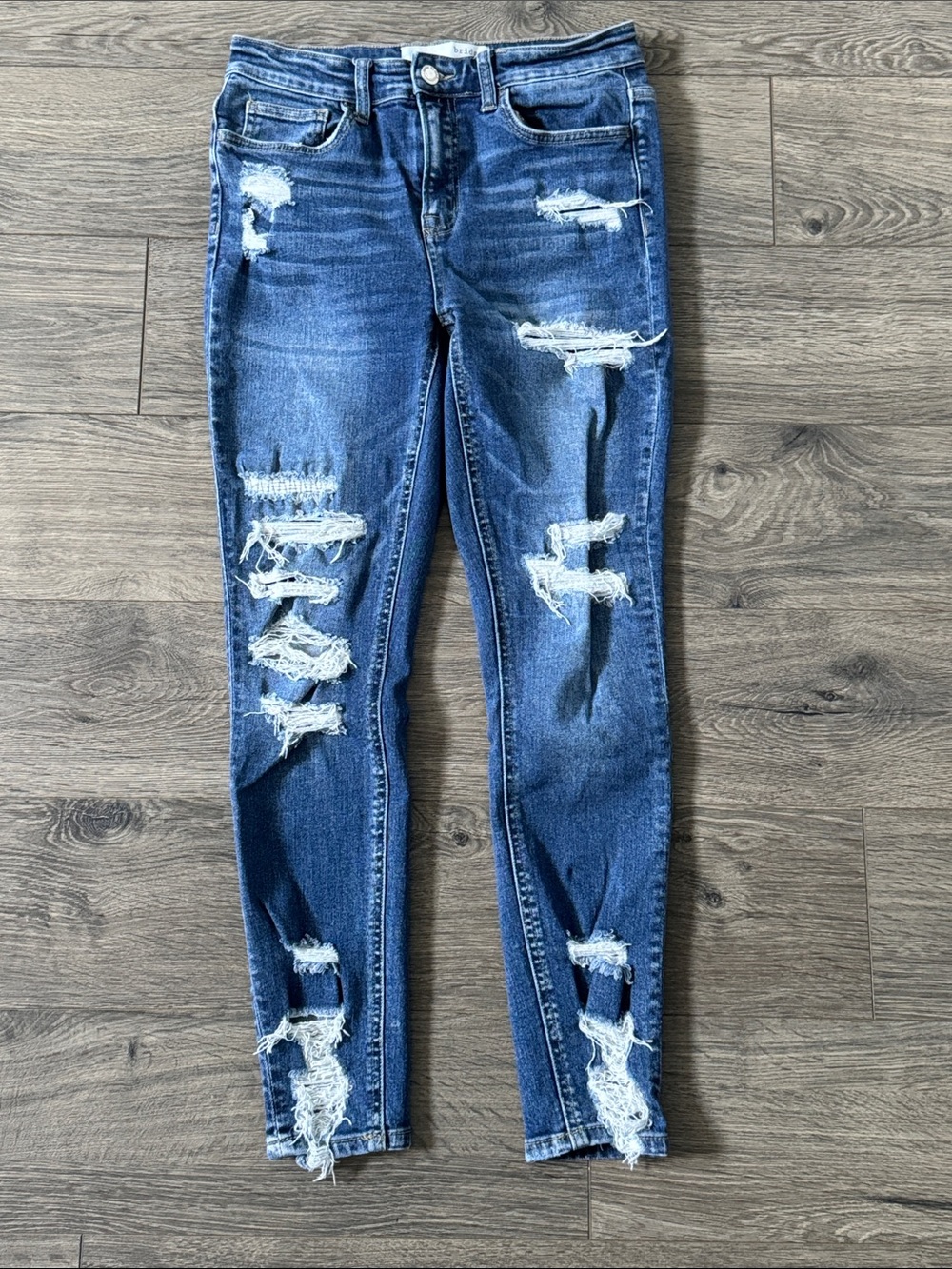 Distressed Skinny Jeans for Women - Blue